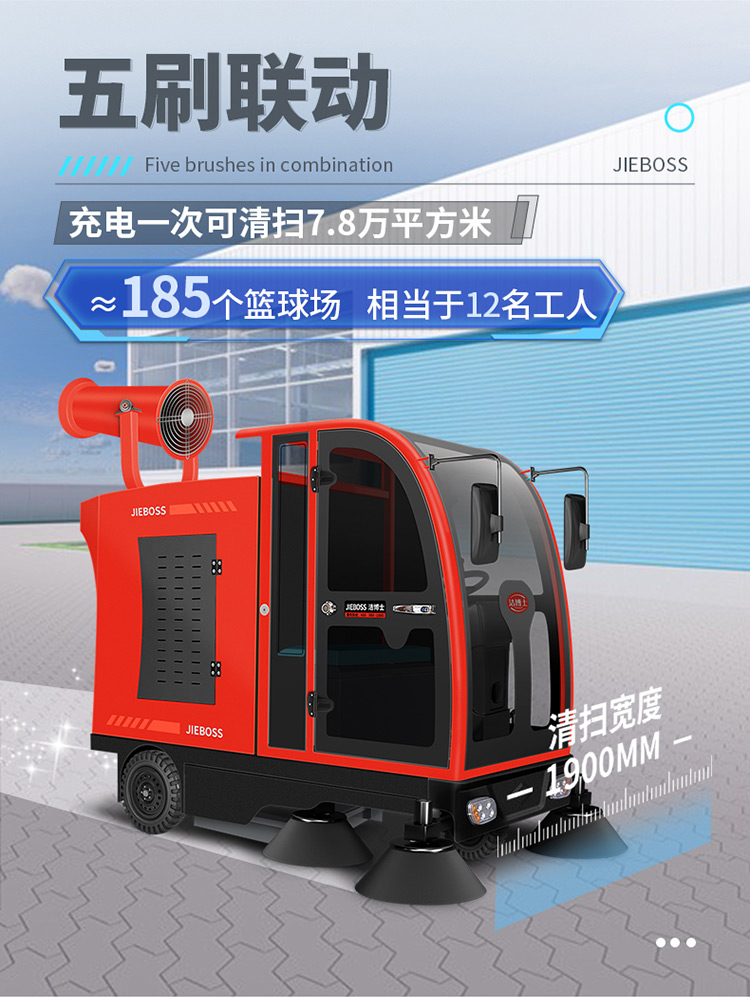 全封閉電動掃地車1900B霧炮款